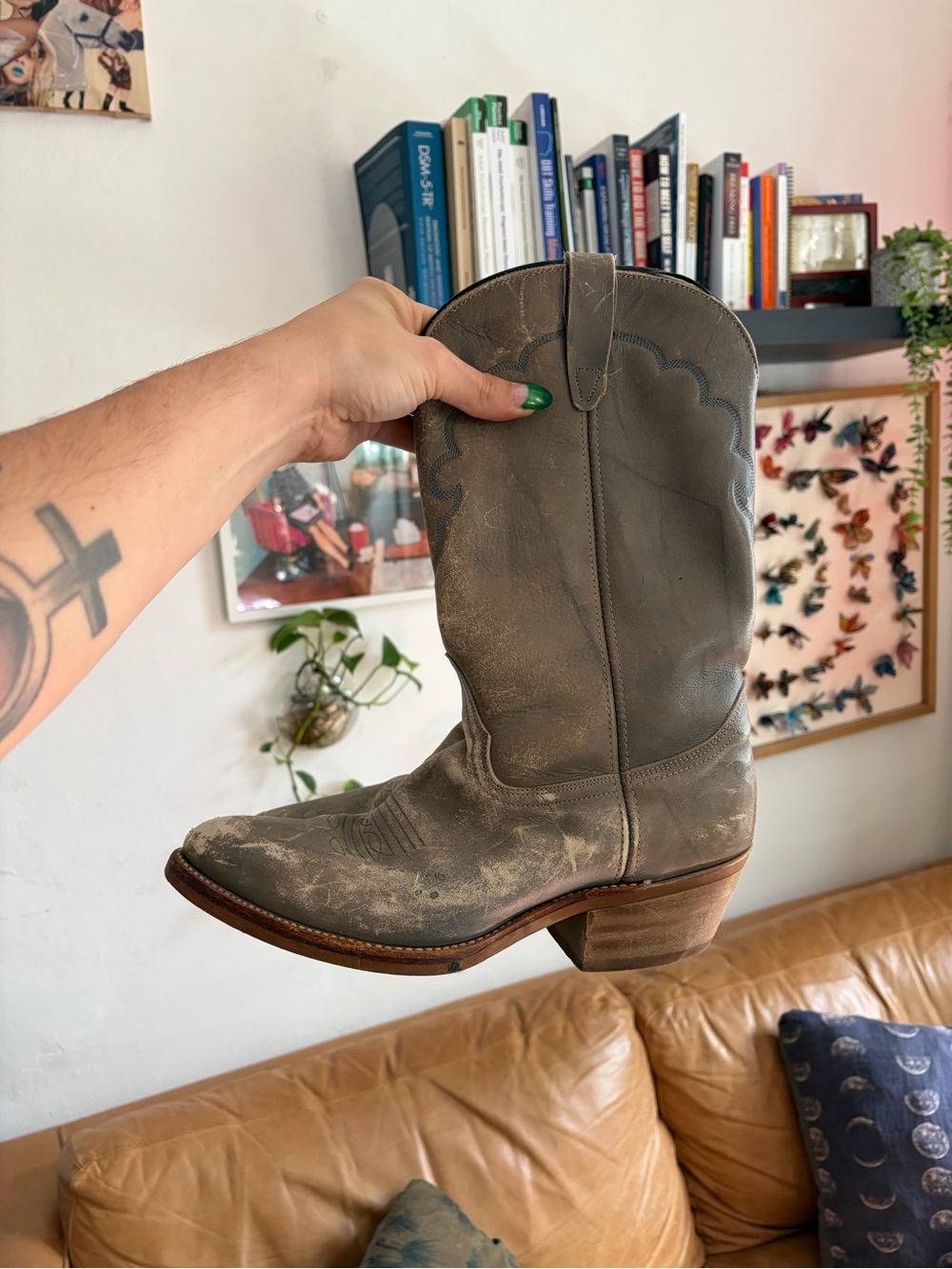 golden retriever distressed leather western cowboy boots size 10
